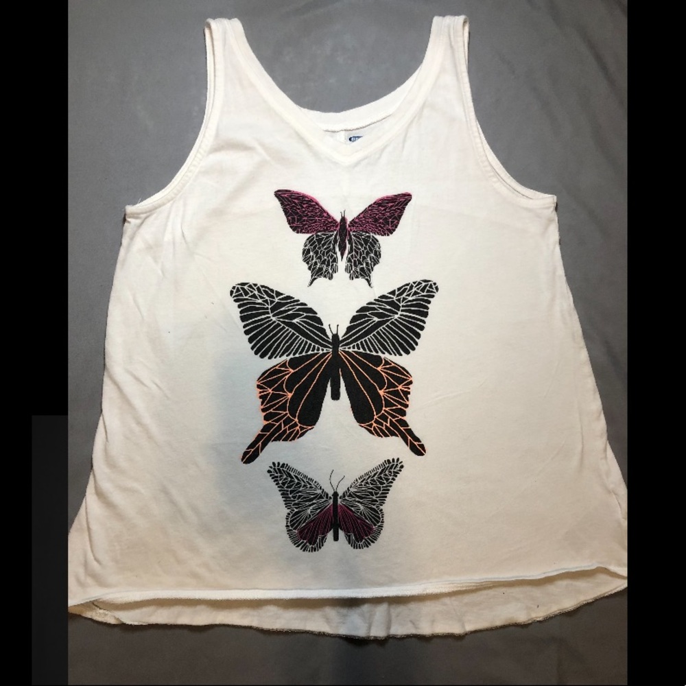 White Butterfly Sleeveless Tee